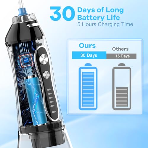 H2ofloss Portable Water Dental Flosser - Cordless Oral Irrigator, Black