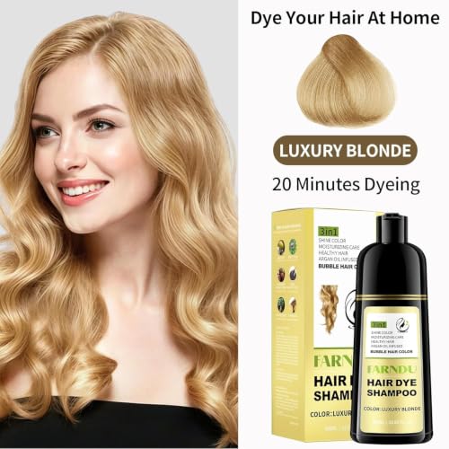 Farndu Luxury Blonde Hair Dye Shampoo for Gray Hair Coverage