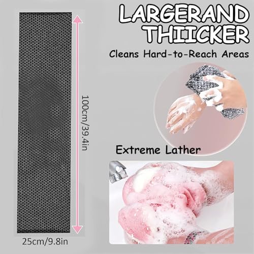 2-Pack Exfoliating Shower Towels for Body & Face – Double-Sided Loofahs, Deep Scrub, Long Bath Cloths for All Skin Types