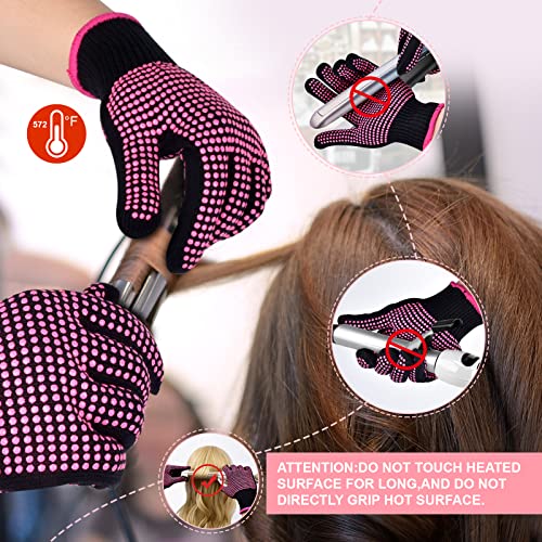 MORGLES Heat Resistant Gloves & Hair Styling Kit - 11-Piece Set for Hot Styling Tools