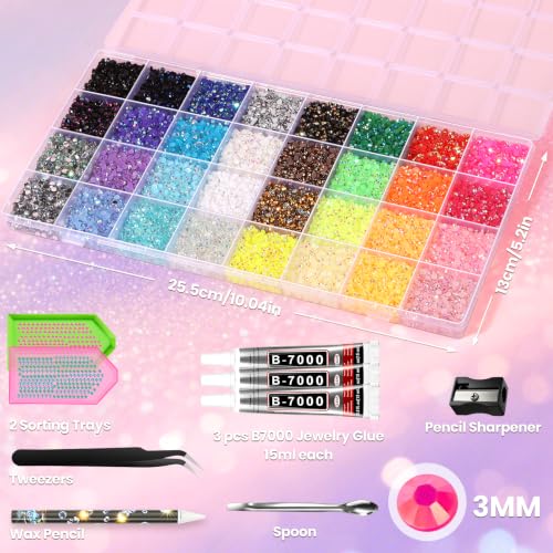 INSOIA Rhinestone Bedazzling Kit with 32,000 Resin Gems, Glue & Tools for Crafts