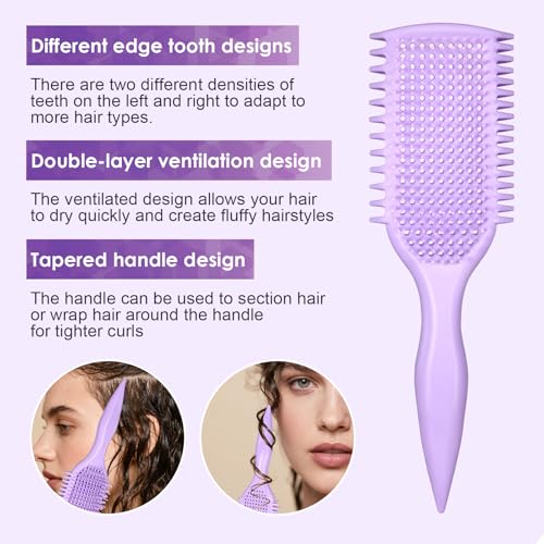 QUWHE Pink Dual-Vented Curl Defining & Detangling Hair Brush for Wet & Dry Hair