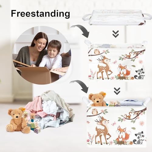 Fox Animal Storage Basket - 36L Foldable Laundry Hamper