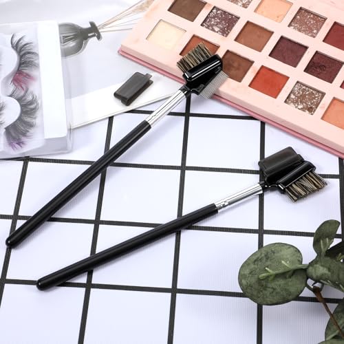 KALIONE Dual-Head Metal Eyelash Comb & Eyebrow Brush - Black