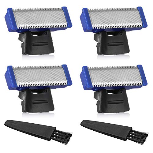 6 Pack Replacement Heads for Rechargeable Shaver & Trimmer – Includes 2 Clean Brushes