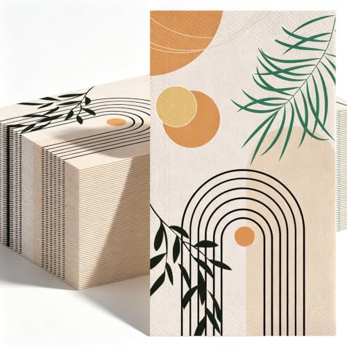 Boho Disposable Paper Hand Towels - 100 Pack, 4.3x7.8"