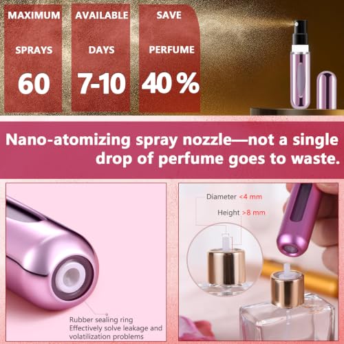 opasyo Refillable Perfume Atomizer - 5ml Leak-Proof Travel Spray Bottle Set