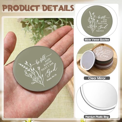 Religious Boho Christian Compact Mirror Bulk Set - 40 Pcs, Inspirational Bible Verses, 10 Styles for Women, Gift Ready
