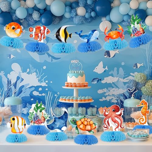 12pcs Ocean Sea Animal Honeycomb Centerpieces for Parties