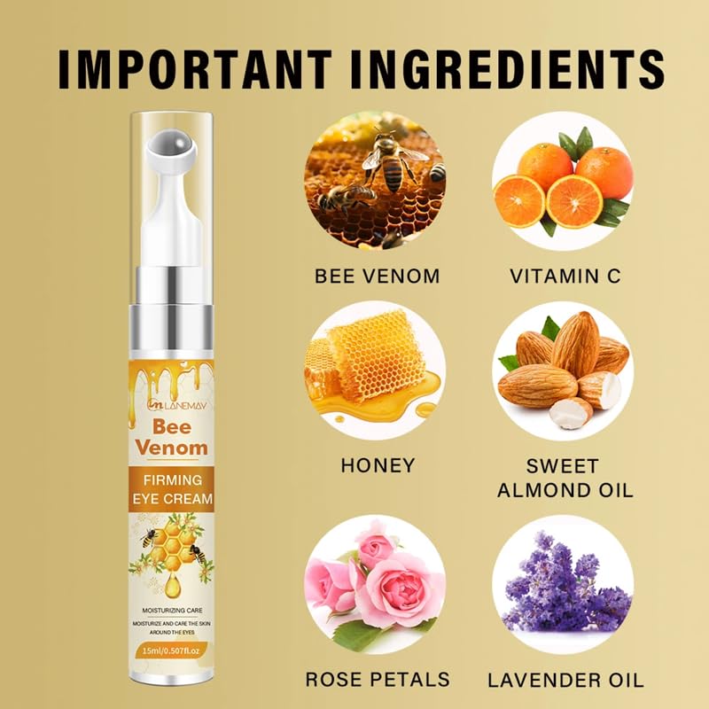 Bee Venom Wrinkle Serum | Natural Botox Anti-Aging Eye Cream for Firming & Brightening