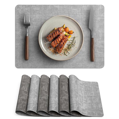 Faux Leather Placemats Set of 6 - Heat Resistant, Wipeable & Waterproof