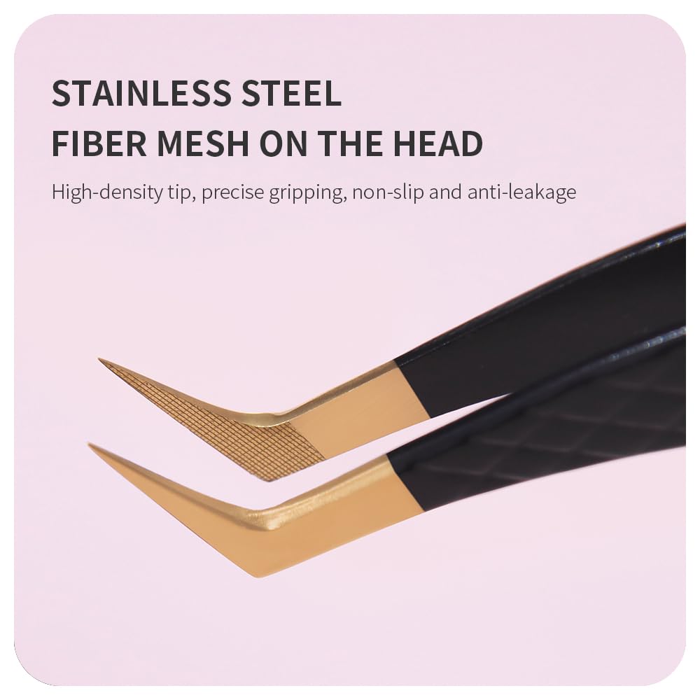 ANNAFRIS Lash Tweezers for Eyelash Extensions,Precision Fiber Tip for Volume Eyelash Extensions,Lash Extension Tweezers for Easy Application and Removal-A02