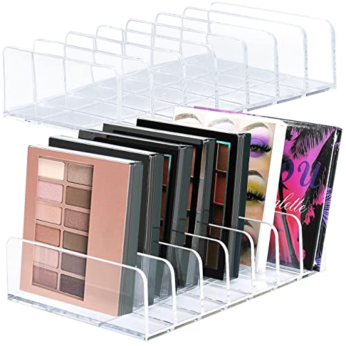 2-Pack Acrylic Eyeshadow Palette Organizer with 7 Sections