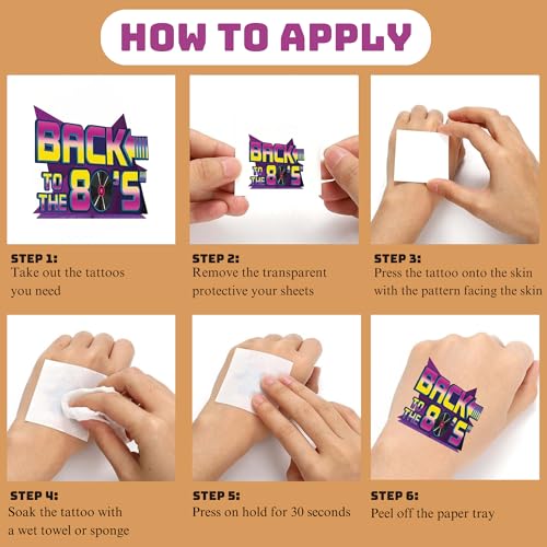 53 PCS 80s Temporary Tattoos for Kids Party Favors