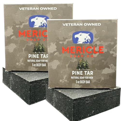 Organic Pine Tar Body Bar - Exfoliating Natural Soap for Skin Rejuvenation, Made in USA, Pack of 2