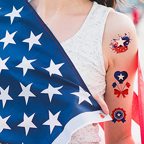 AWINMAY Classic Styles 90Pcs Fourth of July Temporary Tattoos – American Flag & US Themed Party Favors