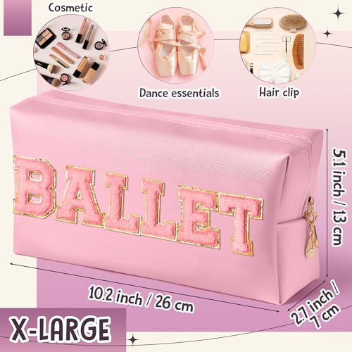 Ballet Makeup Bag for Girls - Pink Chenille Cosmetic Pouch