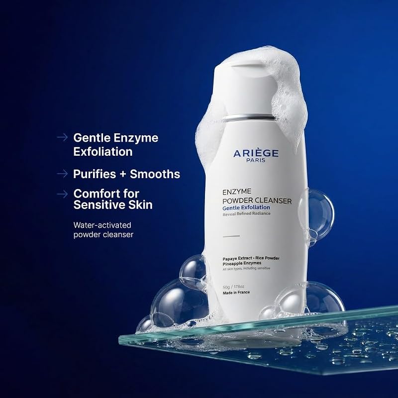 ARIEGE PARIS Enzyme Powder Face Wash with Papaya & Rice Exfoliant - Brightening & Gentle Cleansing