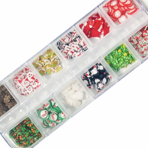 LOPURO Christmas Nail Art Slices 3D Polymer Clay Mini Decorations for DIY Nails