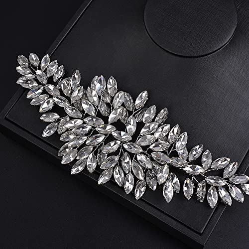 Handmade Crystal Bridal Hair Vine - Silver Wedding Headpiece for Bride