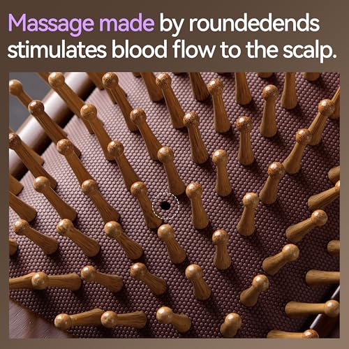 Creative Art Wooden Paddle Hair Brush with Scalp Massage Cushion