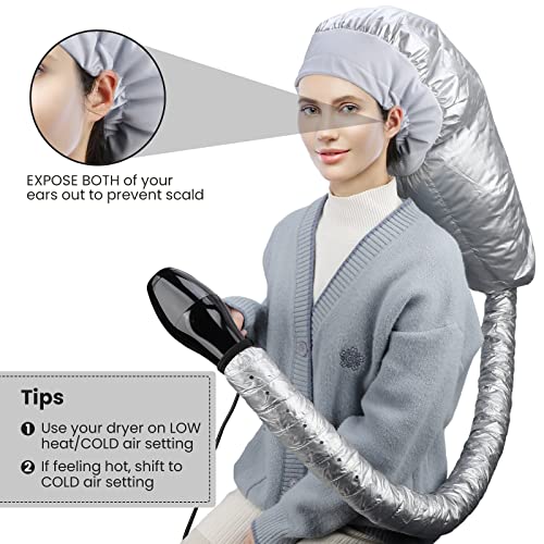 Segbeauty Bonnet Hooded Hair Dryer Attachment - Extra Large Silver Heat Cap