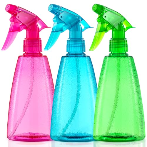 Bealee 3-Pack 16 Oz Multicolor Spray Bottles with Mist & Stream Nozzles - Red, Blue, Green