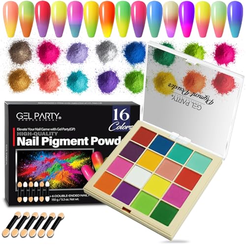 GEL PARTY Nail Pigment Palette - 16 Matte Colors for Ombre Art