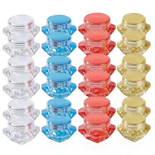 24 Pcs Diamond-Shaped Travel Cosmetic Sample Bottles 5g/5ml - Empty Plastic Containers for Makeup & Skincare