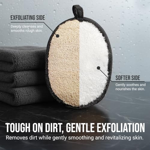 SERRENTO Men's Natural Luffa Body Scrubber - 2PCS Exfoliating Shower Sponge