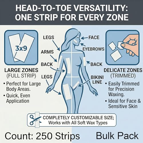 250 Count Heavy Duty Non Woven Waxing Strips for Hair Removal