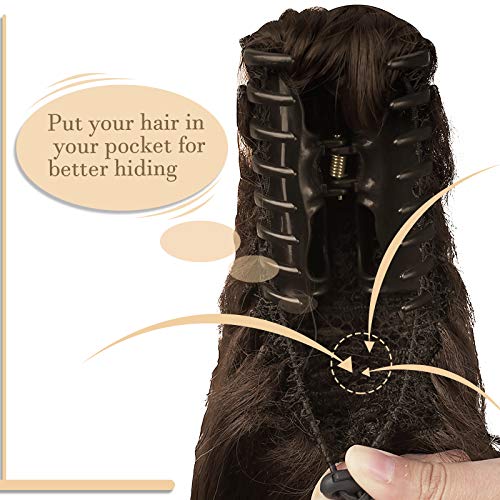 SOFEIYAN 13 Inch Long Curly Ponytail Extension - Dark Brown/Golden Auburn Clip-in Hairpiece