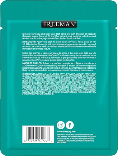Freeman Foot Mask Fr/t Foot Peel Coconut Mint Hydration Moisturizing
