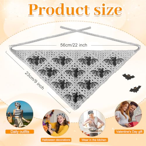 Gullora Bat Variation Gothic Crochet Bandana for Women – Handmade Triangle Knit Head Scarf