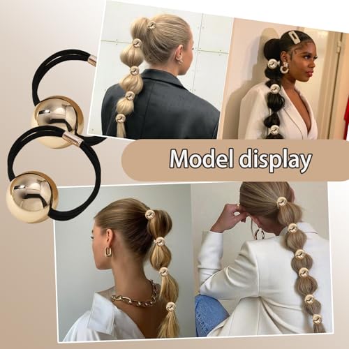 4PCS Gold Metal Hair Ties for Women & Girls - Non-Damaging, Stylish Ponytail Holders
