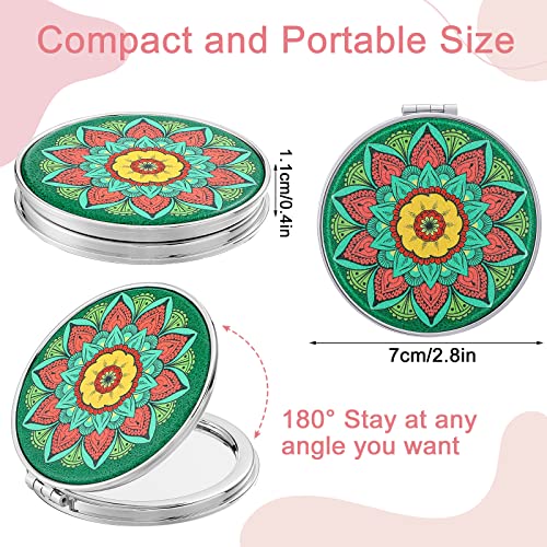 Berlune Mandala Pocket Mirrors – 10-Pack Mini Compact 2.8" with 1x/2x Magnification
