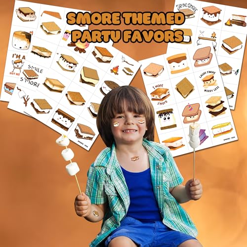 Cute S’mores Temporary Tattoos - 60PCS Camping Party Favors
