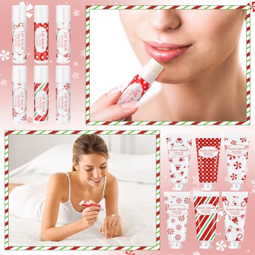 Leelosp Christmas Hand Cream & Lip Balm Gift Set - 12 Piece Holiday Bulk Pack