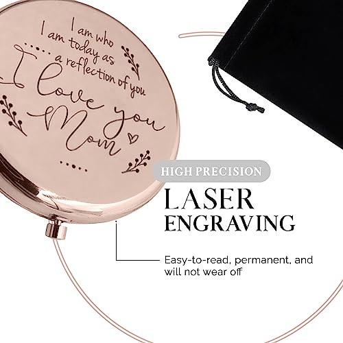 Rose Gold Compact Mirror for Mother of the Bride & Groom - Sentimental Gift from Daughter or Son