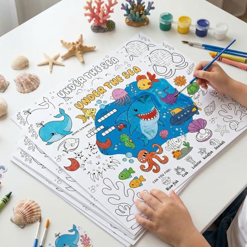 45 Under The Sea Disposable Coloring Placemats for Kids
