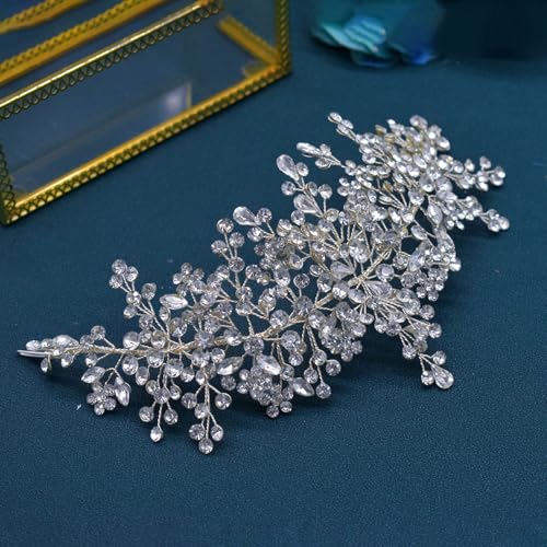 Handcrafted Rhinestone Bridal Headband - Silver Wedding Hair Piece