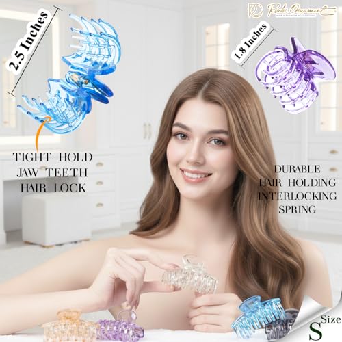 RC ROCHE Transparent Double Claw Hair Clips Set for Women - Small No Slip