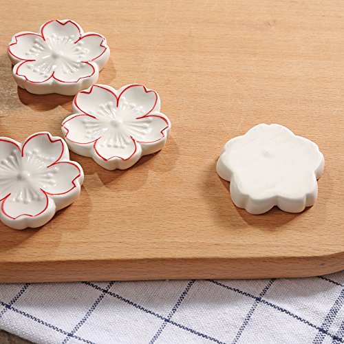 Cherry Blossom Ceramic Chopsticks Rest - Set of 6 Elegant Tableware