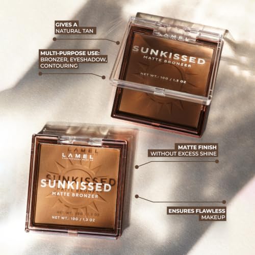 Lamel Sunkissed Matte Bronzer Powder - Warm Brown, Vegan & Cruelty-Free