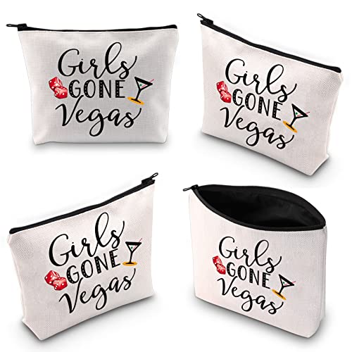 Girls Gone Vegas Canvas Makeup Bag - Travel Toiletry Organizer Pouch