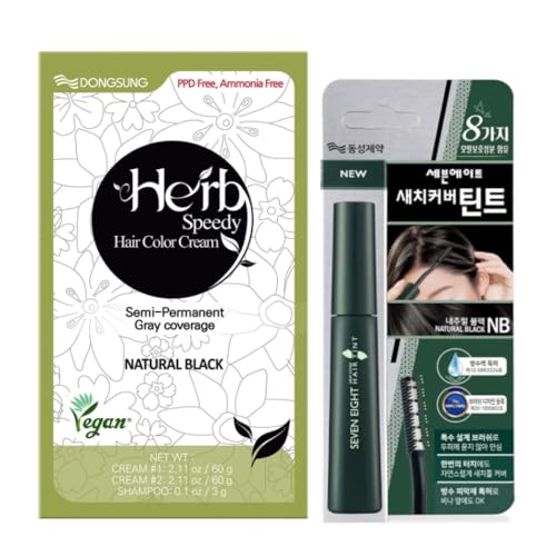 Natural Black Hair Color Cream & Gray Cover Tint - PPD-Free, Vegan, Gentle for Sensitive Scalp | Mom Gifts