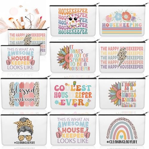 Kacctyen 10 Pcs Housekeeping Week Appreciation Gifts for Women Travel Makeup Pouches