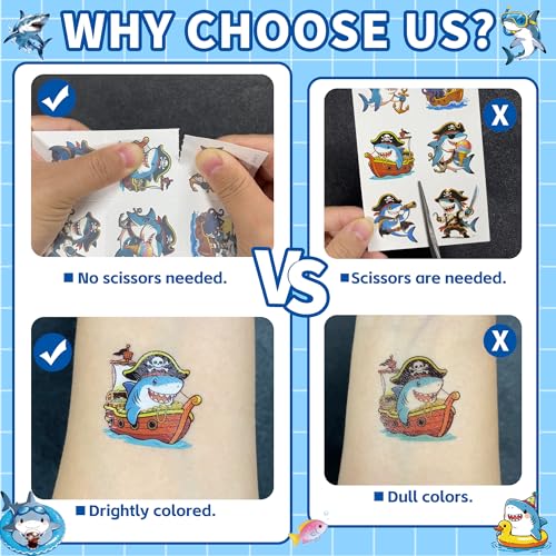 108 Shark Temporary Tattoos for Kids - Ocean Party Favors