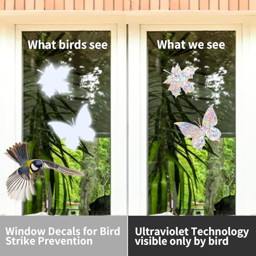 Bird Strike Prevention Window Decals | 30 Static Clings for Safety
