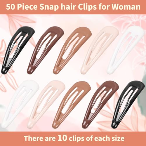 Gingbiss 50Pcs Metal Snap Hair Clips Set with Case – Non-Slip Barrettes